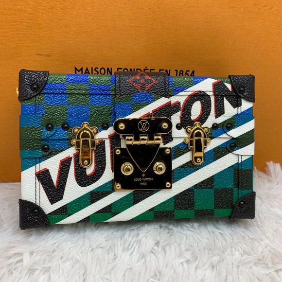 Louis Vuitton Petite Malle Race print checker trunk crossbody leather LV bag - Picture 16 of 16